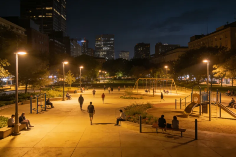 9 KEOU outdoor street lamps and landscape lights brighten park lounge areas